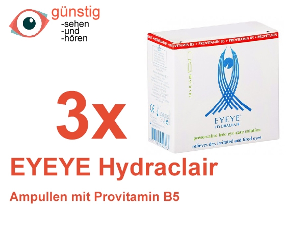 3x 20 x 0,35 ml  Eyeye Hydraclair Benetzungslösung / Augentropfen - Kopie